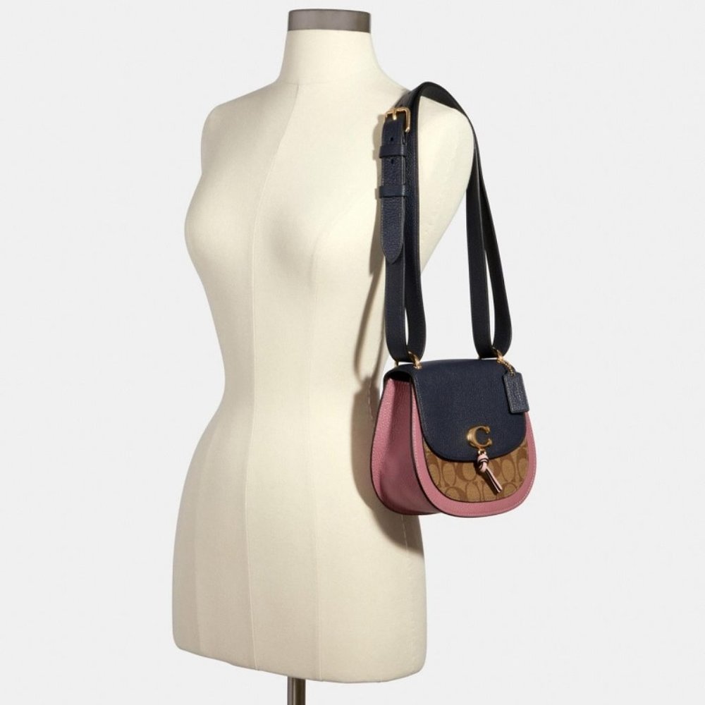 $239 *NEW* COACH Im/Khaki/Midnight Blue Multi Saddle Bag - Picture 14 of 15